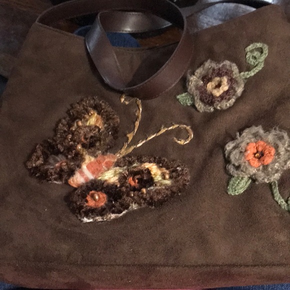 EUC CAPELLI OF NY EMBROIDERED BROWN SHOULDER BAG - Picture 1 of 4